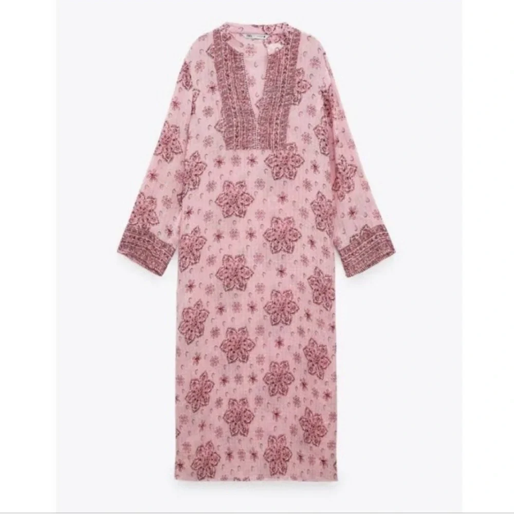 ZARA PRINTED MIDI DRESS - Picture 7 of 9